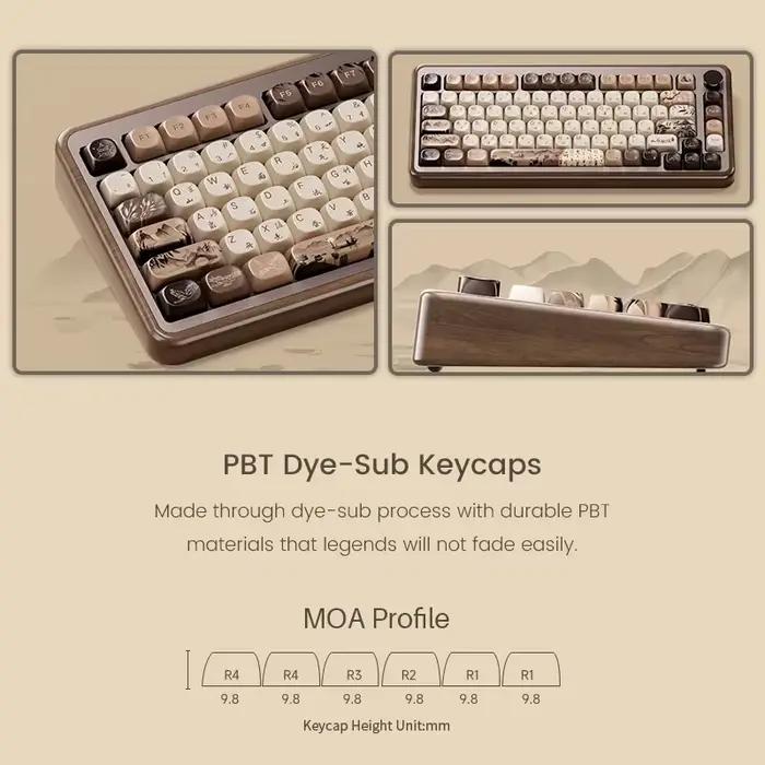 Akko MU01 ANSI/MU02 ISOMountain Seclusion clavier mécanique en bois échange à chaud BT 5.0 2.4G sans fil type-c