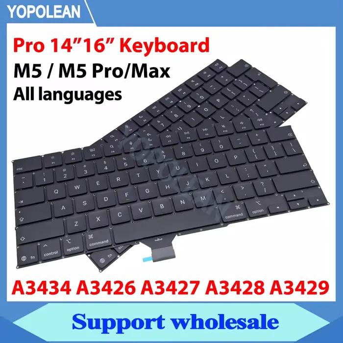 Nouveau clavier pour Macbook Pro 14"16" A3434 A3426 A3427 A3428 A3429 M5 Pro Max US UK Français Russe Espagnol IT Portugais EU