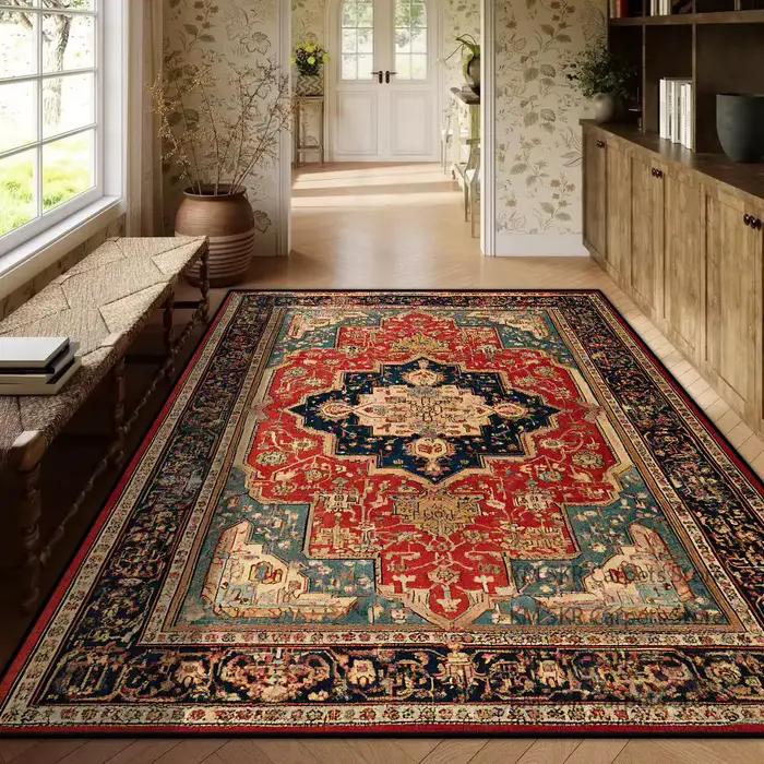 Tapis de luxe rouge persan pour salon, grand tapis antidérapant pour tables basses, décoration intérieure, chambre à coucher, tapis de salon
