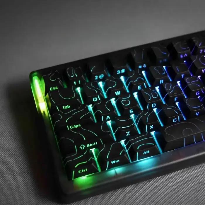 2025 Super Contour PBT Keycaps côté lueur lumière clavier mécanique hauteur d'usine d'origine pour 61/68/75/84/87