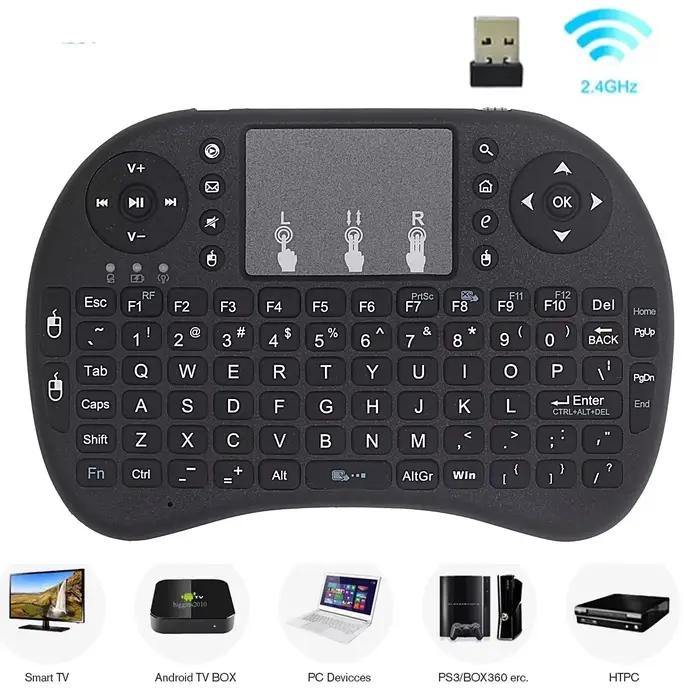 I8 2.4G Mini clavier sans fil 2.4GHz Air Mouse pavé tactile à distance pour Android TV Box PC Smart TV