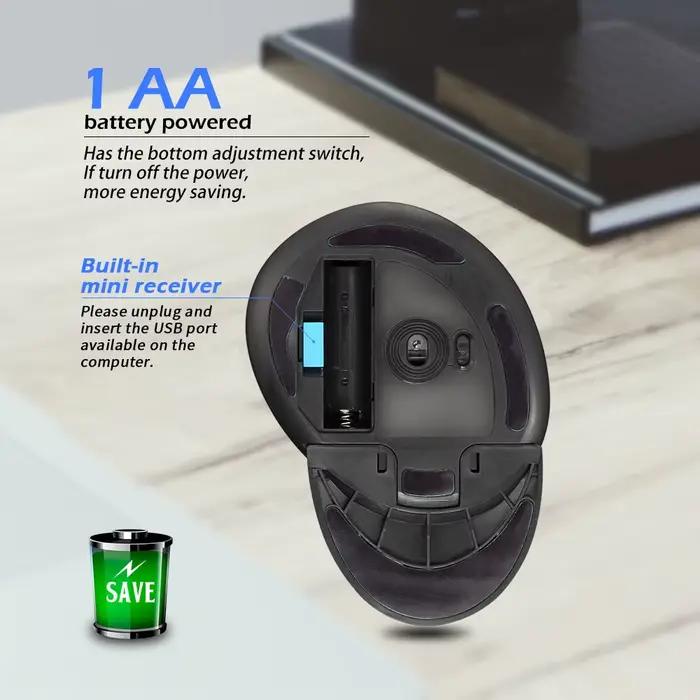 Souris verticale ergonomique sans fil 2.4G avec repose-poignet amovible