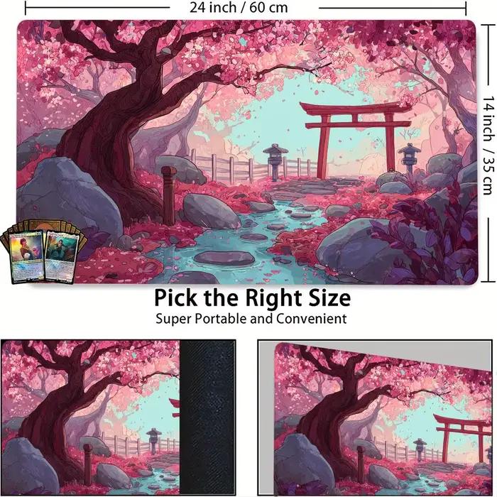Tapis de jeu MTG avec motifs de fleurs de cerisier et de Torii