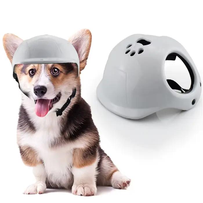 Casque de moto pour petits chiens, fournitures d'extérieur pour animaux de compagnie, casques de sécurité avec trous d'oreille, accessoires de cyclisme pour chiots