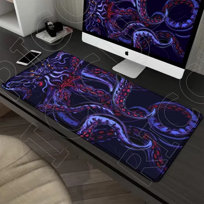 Tapis de souris punk poulpe monstre de mer, grand clavier de Gamer, tapis de bureau, pour ordinateur de jeu, XXL étendu 30x60cm, accessoires de bureau