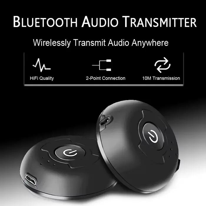 OURSHAR Transmetteur audio Bluetooth multipoint Adaptateur sans fil stéréo haute-fidélité à faible latence Connecter 2 écouteurs 3.5 pour la télévision