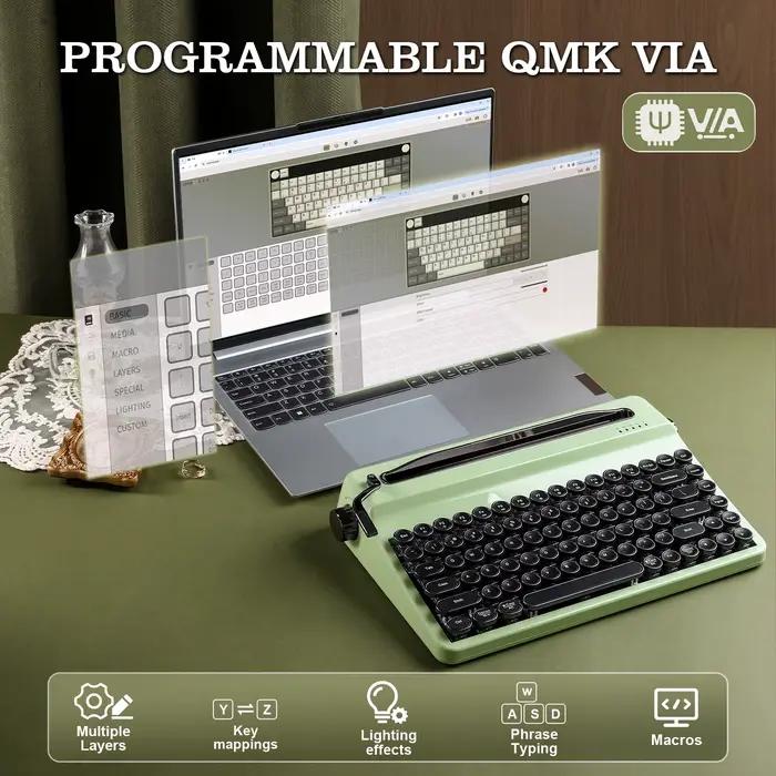 YUNZII QL75 clavier mécanique de machine à écrire sans fil vert