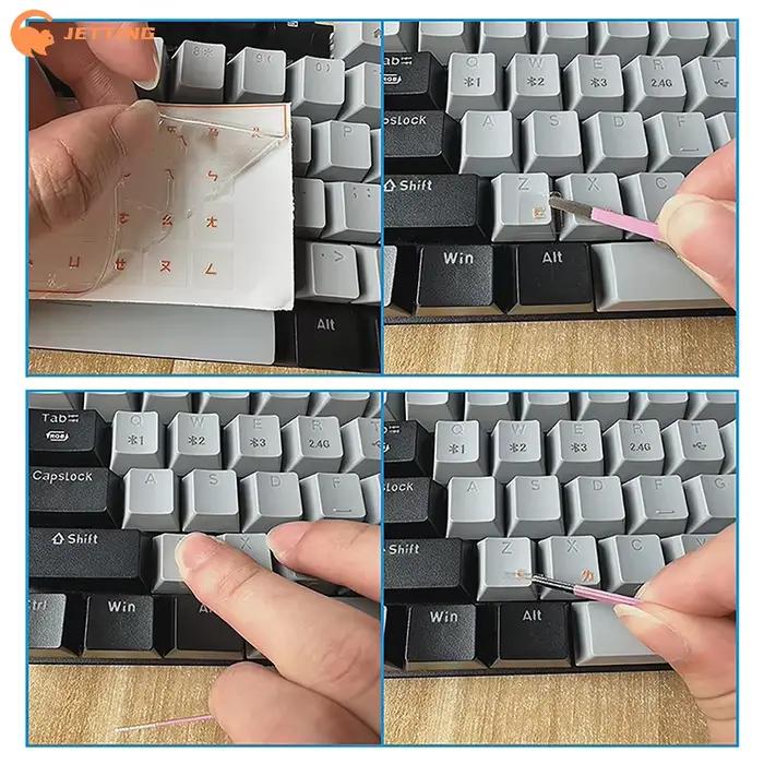 (Nouveau) 1 ensemble d'autocollants de clavier universels transparents en coréen