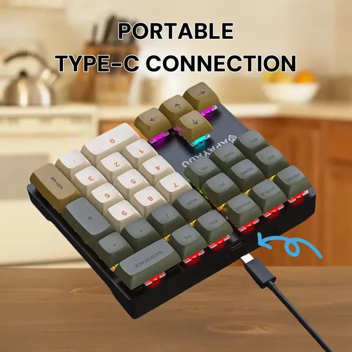 APAYADO K33 Clavier numérique mécanique avec arbre bleu