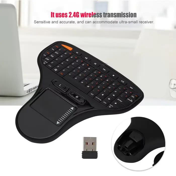 Clavier Mini Clavier Souris Tactile Clavier Mini Contrôle Tactile Souris Intelligente Multimédia Souris Sans Fil 2.4G Clavier 2 en 1