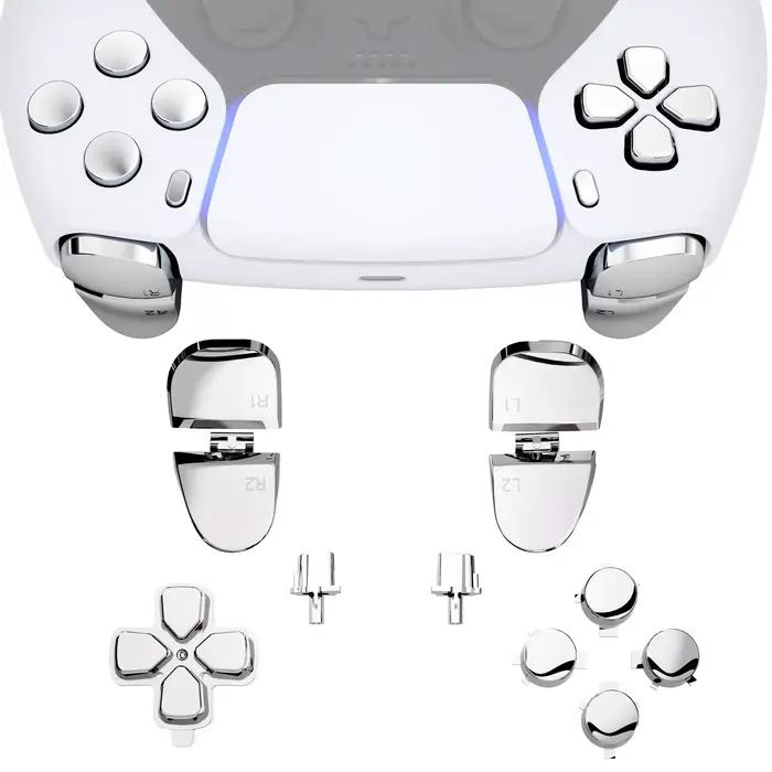 EXtremeRate Remplacement Ensemble complet lèvent Compatible avec la manette ps5 BDM-030 BDM-040 série BDM-050 - Chrome