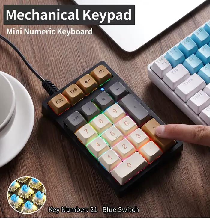 APAYADO T21 clavier numérique mécanique filaire 21 touches commutateur bleu capuchons