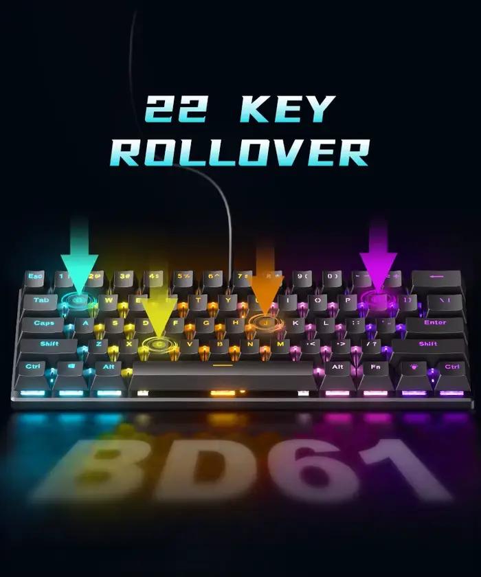 Clavier mécanique gamer 60% Teclado Mecánico Mini