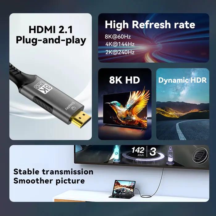 Câble USB C vers HDMI 8K @ 60Hz 4K @ 120Hz Type C