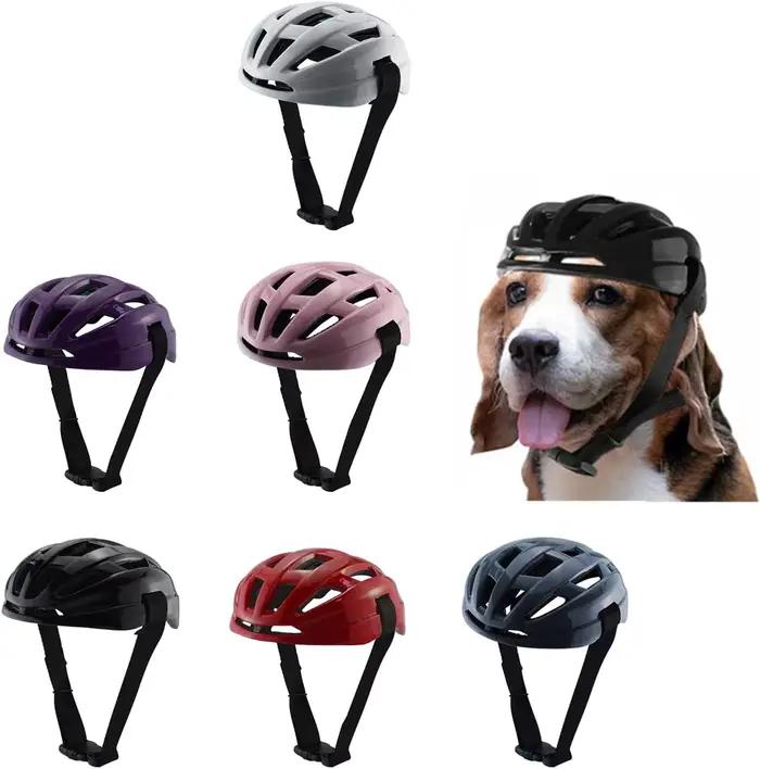 Casque de sécurité pour chien - Casque réglable en ABS pour animaux de compagnie pour activités de camping en plein air/moto/vélo - Fournitures pour animaux de compagnie