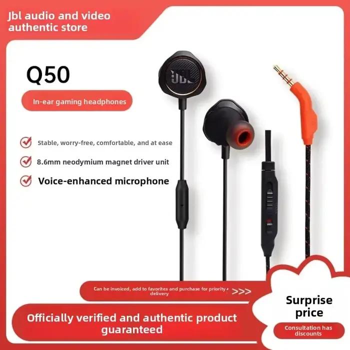 Écouteurs intra-auriculaires filaires JBL QUANTUM 50 officiellement autorisés avec microphone intégré