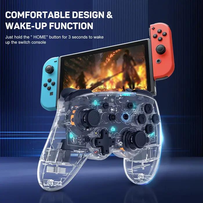 Manette de jeu sans fil transparente pour Switch/PC/iOS/Android avec Macro
