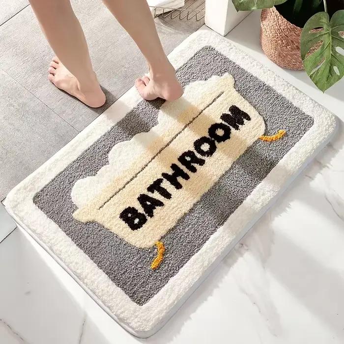 Tapis de bain antidérapant en fausse laine douce, séchage rapide, résistant à la saleté, pour baignoire de douche, toilettes, tapis de sol pour la maison