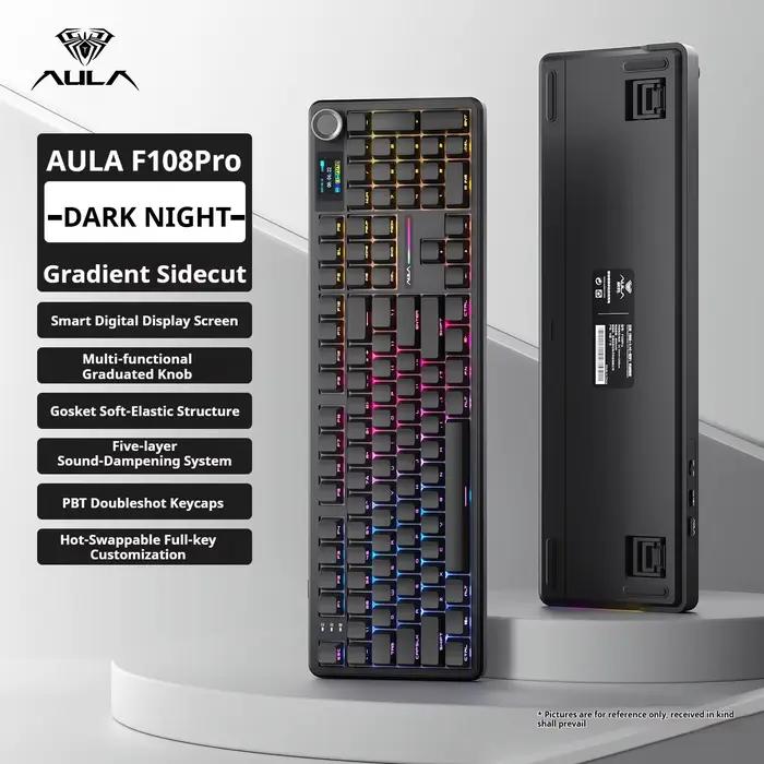 AULA F108 PRO clavier mécanique personnalisé 100% disposition rétro-éclairage rvb sans fil Bluetooth Hifi commutateur