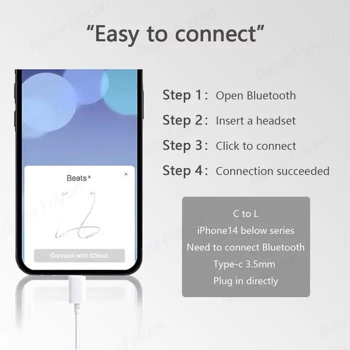 Casque filaire Bluetooth haute fidélité pour iPhone 15 14 13 Pro