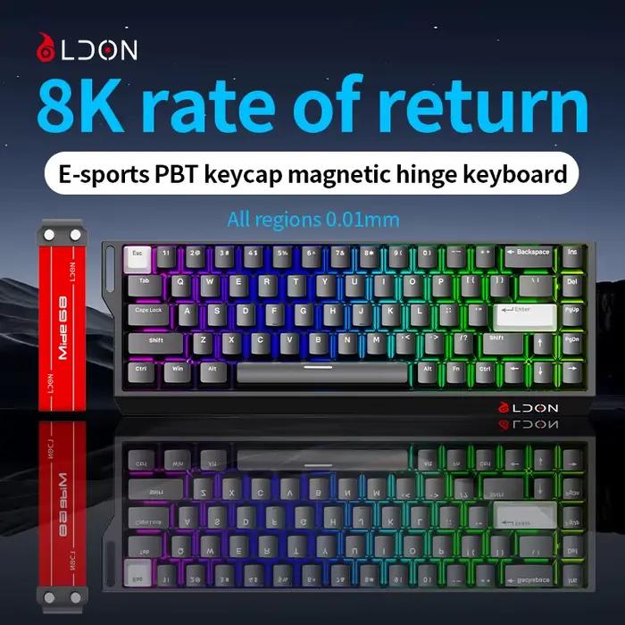 Clavier mécanique professionnel LDON MD68 Pro avec touches PBT et charnières magnétiques