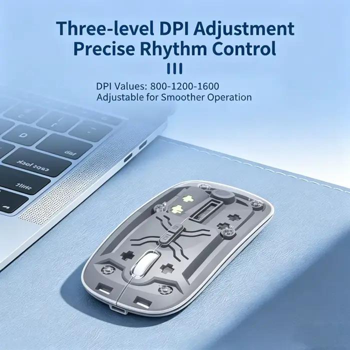 Souris sans fil KEBIDUMEI transparente double mode Bluetooth 2.4G