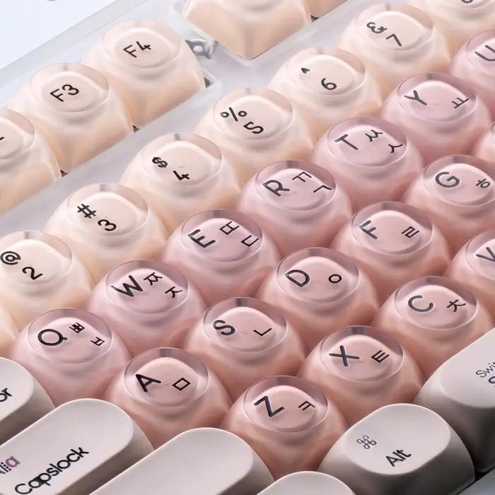 MAIMOOO Keycaps coréens roses Liquid Foundation 136 touches Hoa Pbt+Pc rondes