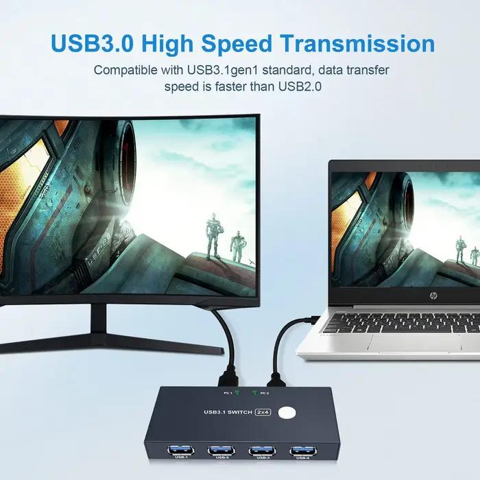 Commutateur KVM USB 2.0 Plug and Play adapté au clavier Windows 10