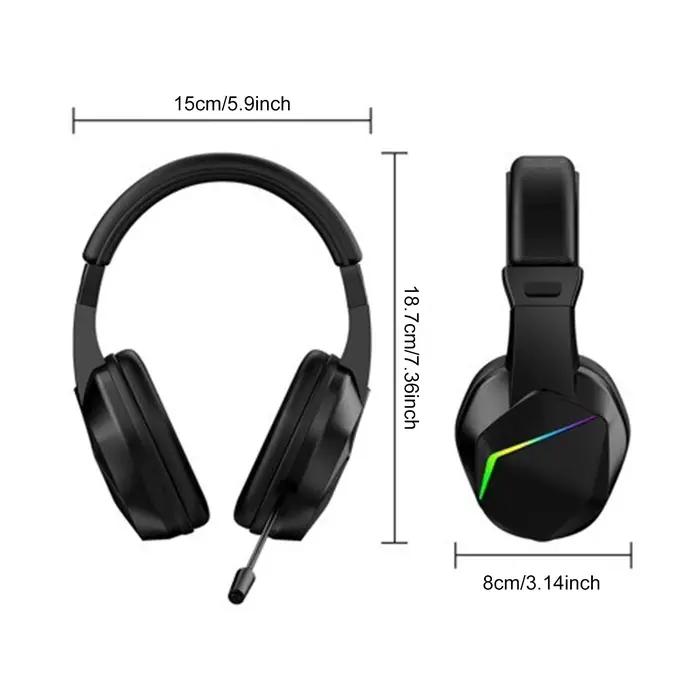 Casque de jeu sans fil BT avec lumières LED