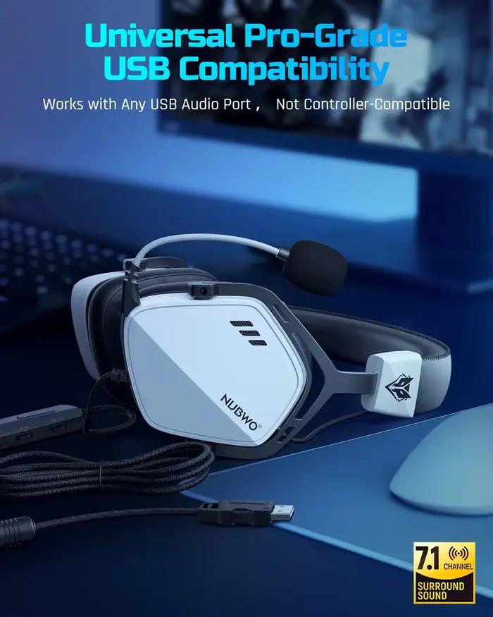 NUBWO HG03 casque filaire Gamer virtuel 7.1 son Surround USB