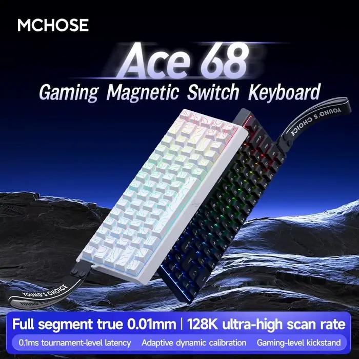 MCHOSE Ace 60 Pro 68 clavier mécanique à axe magnétique Original 0.01ms latence RT 0.01mm 128K