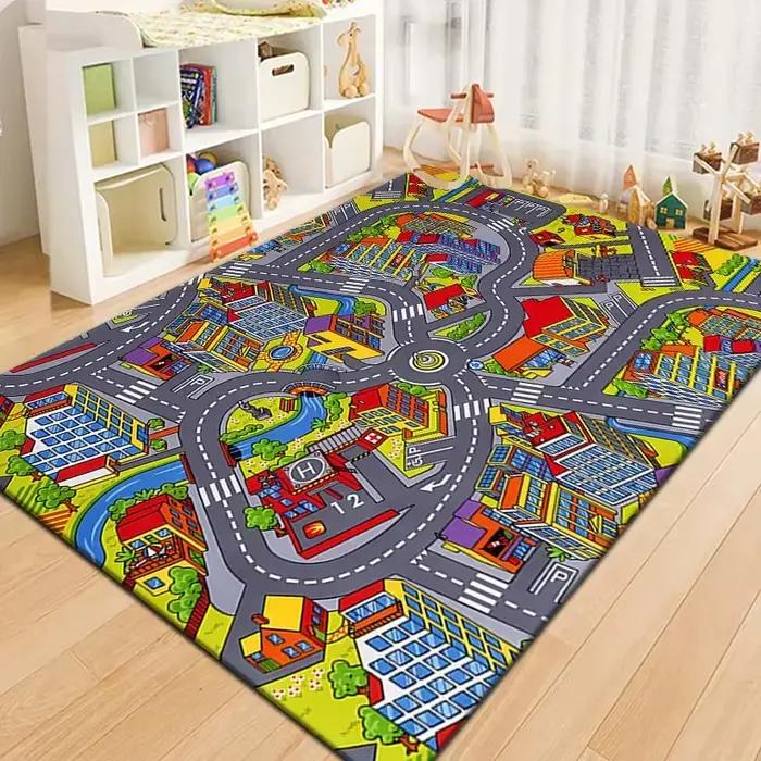 Tapis de jeu coloré pour enfants avec carte de ville