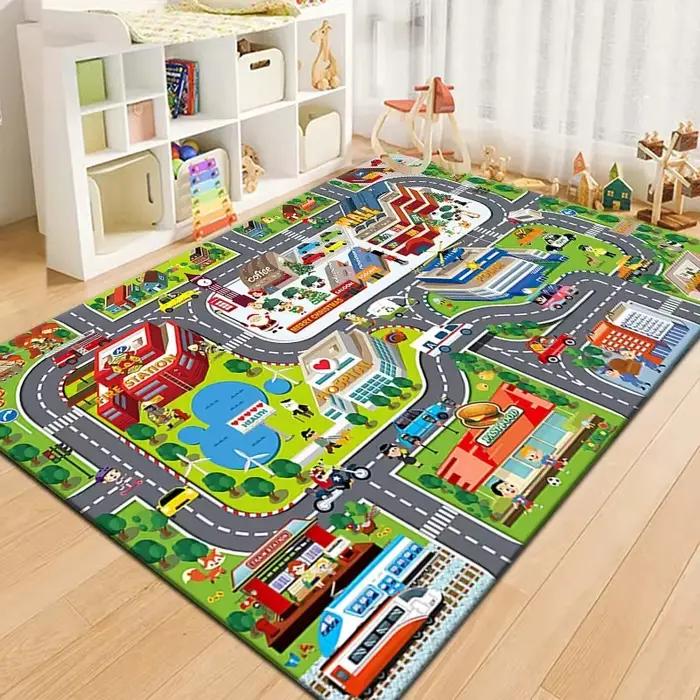 Tapis de jeu coloré pour enfants avec carte de ville