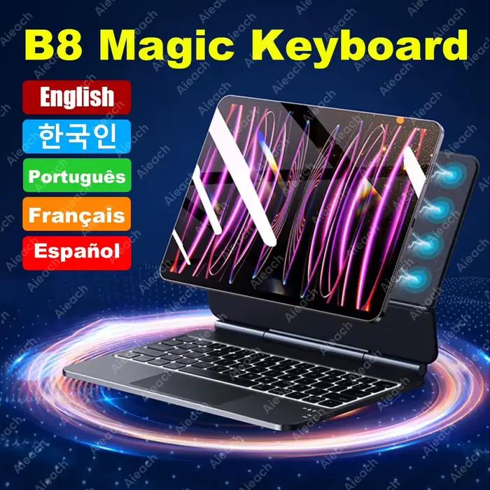 Étui avec clavier magique pour iPad Air 13 et 11 M2 M3 Air 4 5/ Pro 13 et 11 M4 et 12.9/iPad 11e A16 10e
