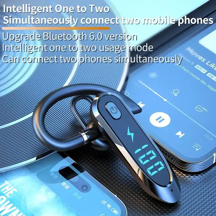 Bluetooth 6.0 écouteur crochet d'oreille casque 270 degrés Rotation LED affichage HIFI stéréo réduction du bruit