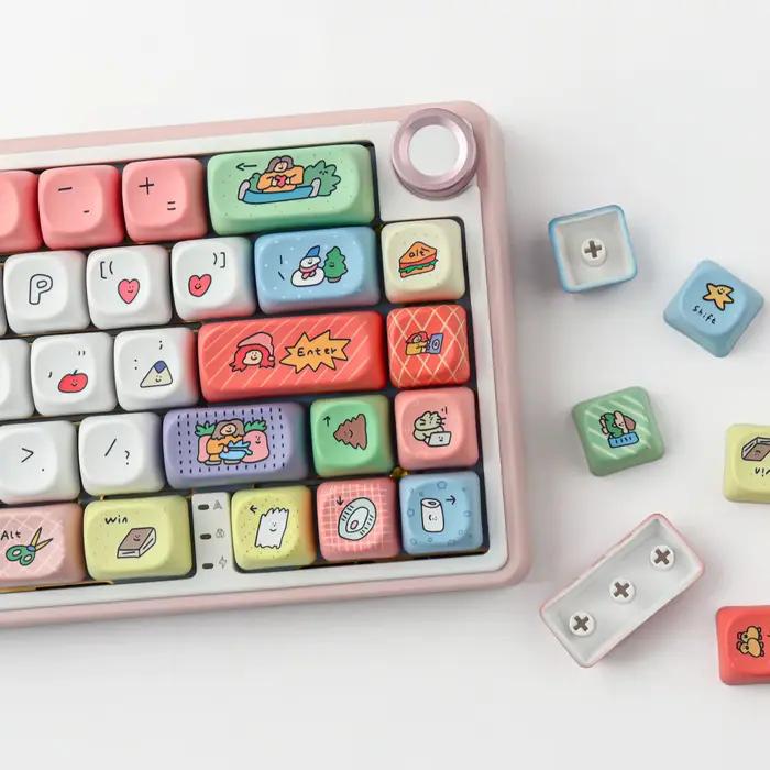 GMK Smiley Face Keycap 126 touches PBT Keycaps MOA profil DYE-SUB personnalisé touches de clavier mécanique ludiques et durables pour bureau et jeu
