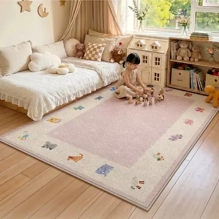 Tapis de décoration pour salon de grande surface, tapis moelleux et doux pour chambre à coucher, tapis épais en peluche pour salon, tapis lavable pour chambre d'enfant