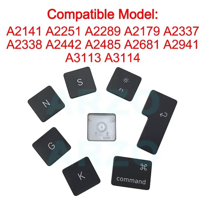 Capuchon de clé individuel de remplacement noir US UK pour MacBook Pro/Air A2141 A2251 A2289 A2179 A2337 A2338 A2442 A2485 A2681 A3113