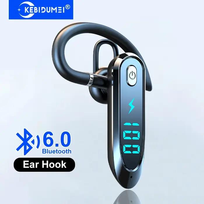 Bluetooth 6.0 écouteur crochet d'oreille casque 270 degrés Rotation LED affichage HIFI stéréo réduction du bruit