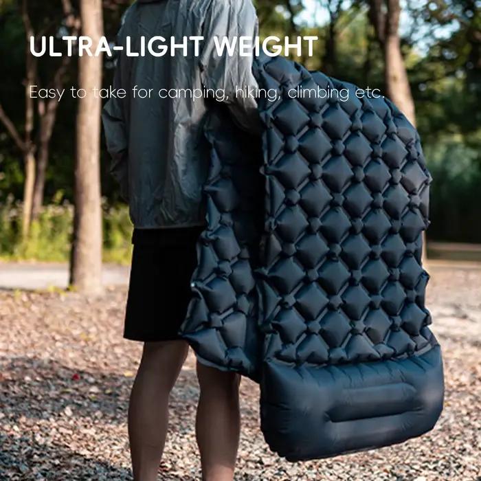 Matelas de camping gonflable avec oreiller, tapis de couchage auto-gonflant pour le tourisme en plein air, la randonnée et l'escalade