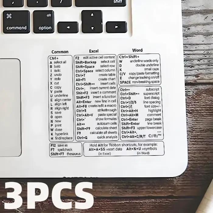 Autocollants de raccourci de référence pour clavier d'ordinateur portable Windows PC