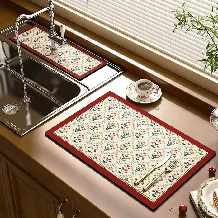 Tapis de séchage absorbant pour cuisine, napperons de table à manger, tapis de drainage pour café, accessoires de cuisine, tapis d'égouttage