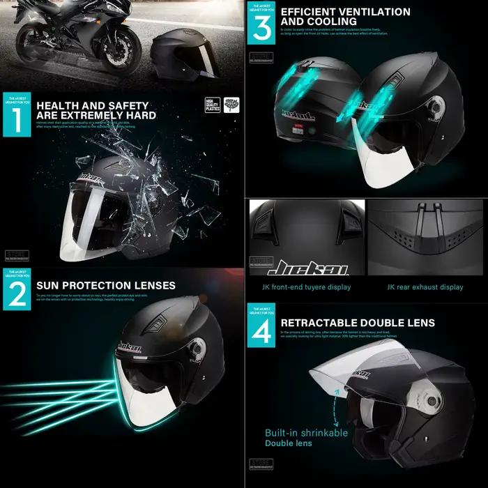 Casque de moto demi-visage à double lentille pour hommes et femmes, casque de mode de rue, Cool Casco Moto, quatre saisons