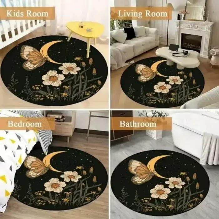 Tapis rond rouge de style vintage