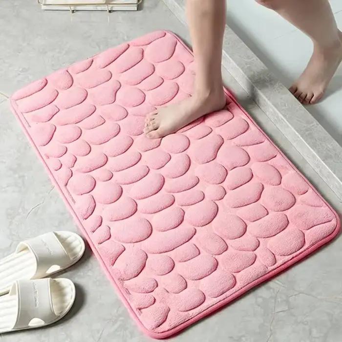 Tapis en velours gaufré en mousse à mémoire de forme, 1 pièce, antidérapant, pour salle de bain, salon, tapis de sol pavé, ameublement de maison
