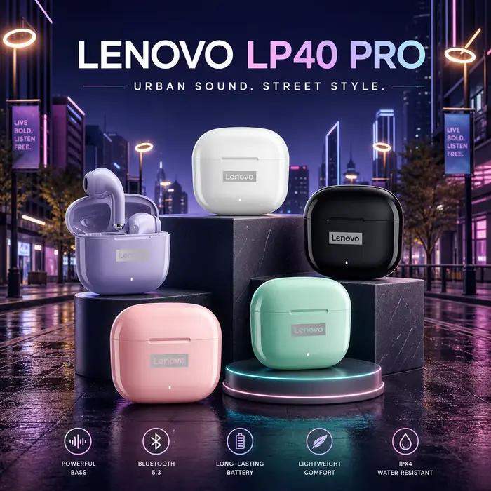 Nouveaux écouteurs Bluetooth 5.3 Lenovo LP40 Pro TWS à connexion rapide