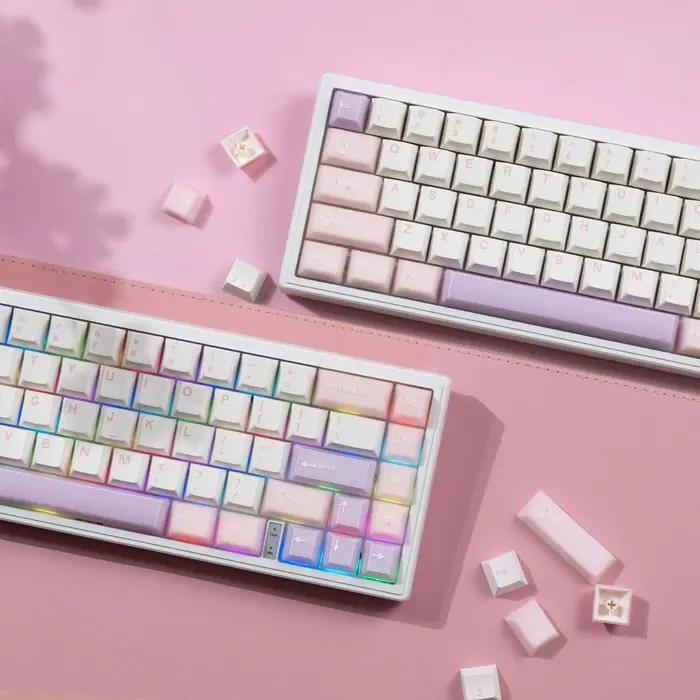 Capuchons de touches PBT blancs et roses