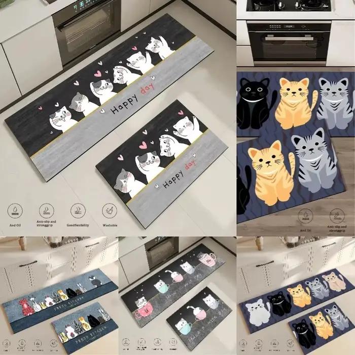 Tapis de cuisine antidérapant Cat Long, tapis décoratif pour chambre, tapis de cuisine, tapis de salon, tapis de buanderie, tapis d'entrée, tapis de sol pour la maison