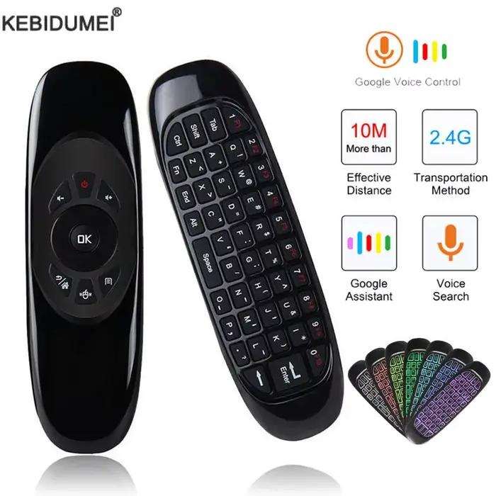 C120 rétro-éclairage Air Mouse 2.4G RF sans fil Mini clavier Gyroscope intelligent