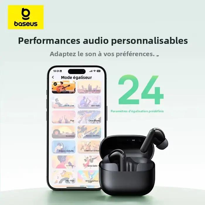 Écouteurs sans fil True Wireless Baseus Bass EP10/BP1 NC -43dB avec réduction de bruit ANC